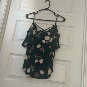 Floral Black Spaghetti Strap Top
